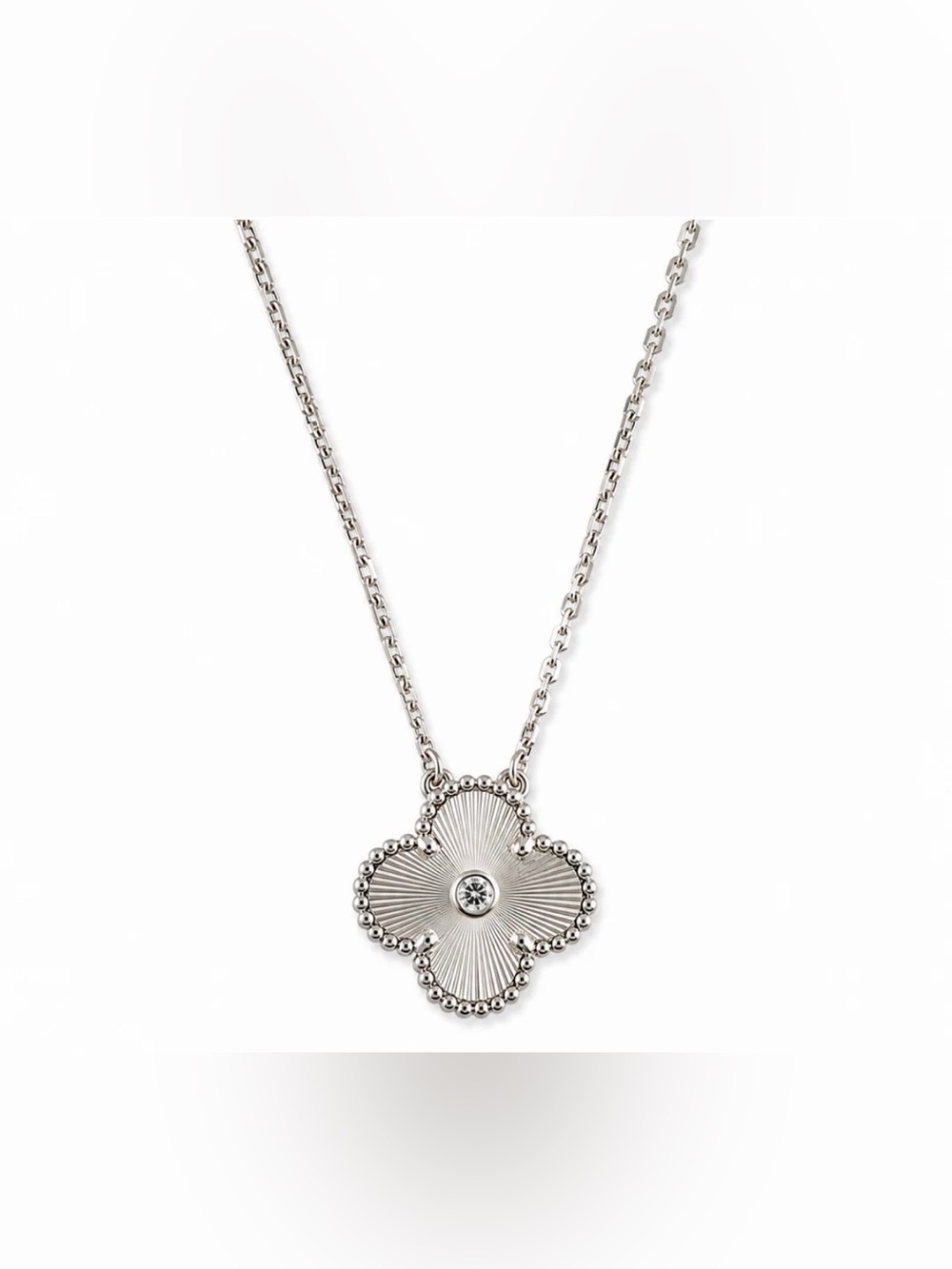 Silver Floral Pendant Necklace - Silver - Picture 5 of 5